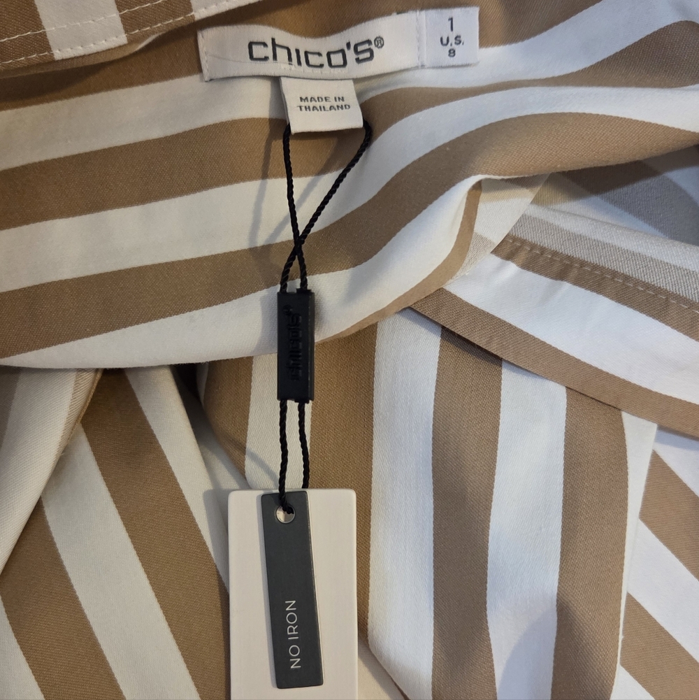 Women's Chico's Neutral Striped Tunic, Size 8. NWT - Picture 3 of 16